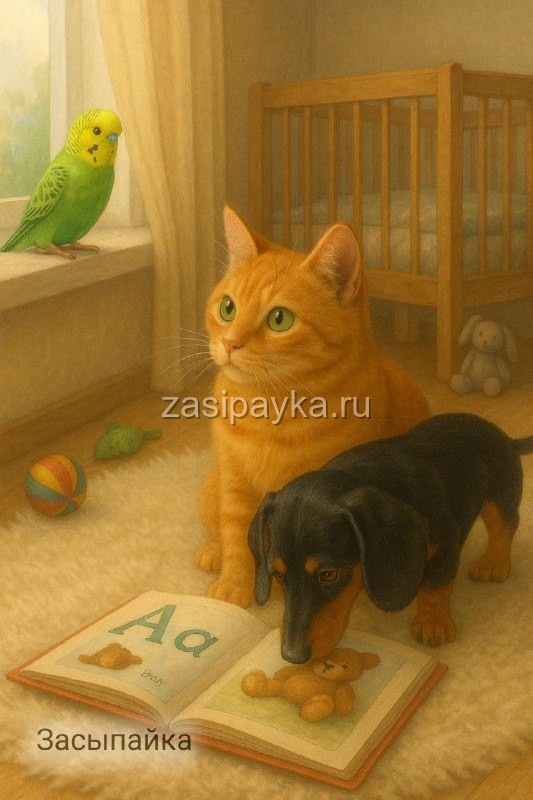 🐈🦜Бусинка становится няней