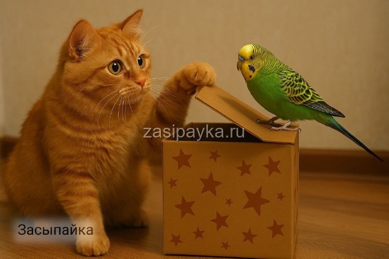 🐈🦜Кекс и Гришка ловят солнечного зайца