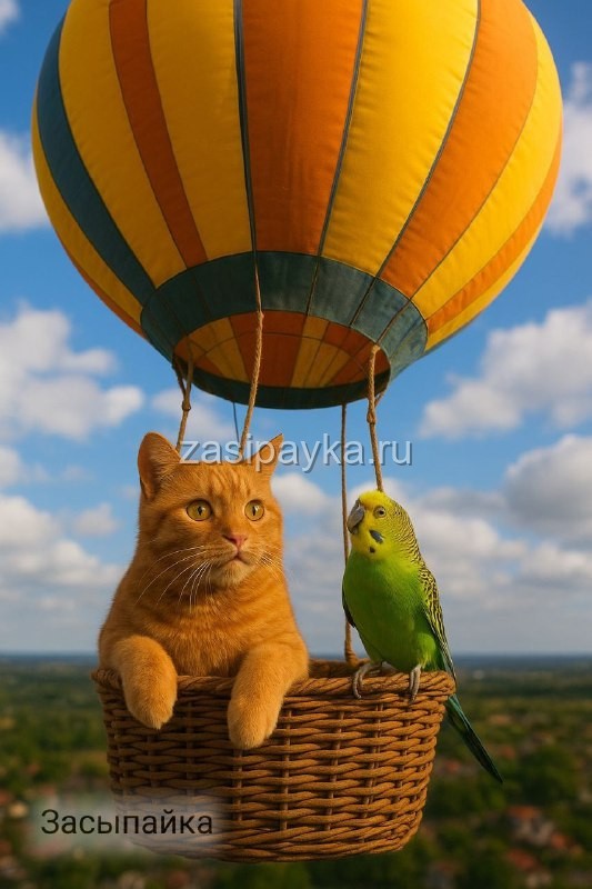 🎈 Кекс и Гришка на воздушном шаре