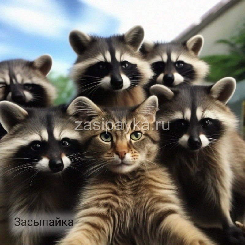 🐈⬛Кот Мурзик и банда енотов🦝🦝🦝