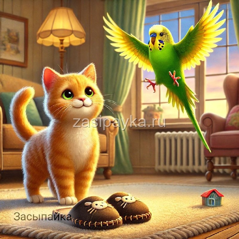 🐾 Миссия «Спасение тапка» 🦜🐈