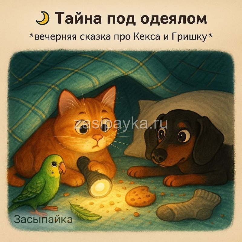 🌙 Тайна под одеялом вечерняя сказка про Кекса и Гришку